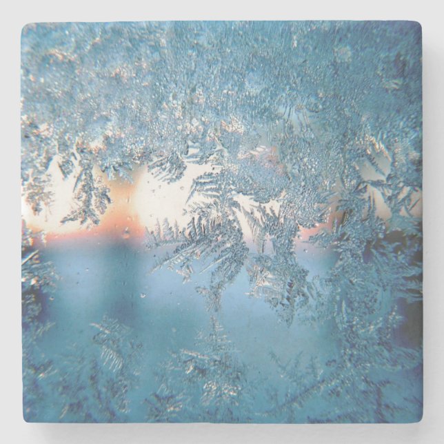 Posavasos De Piedra Montaña de piedra helada de invierno (Anverso)