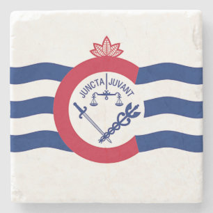 Posavasos De Piedra Montaña de piedra patriótica con bandera de Cincin