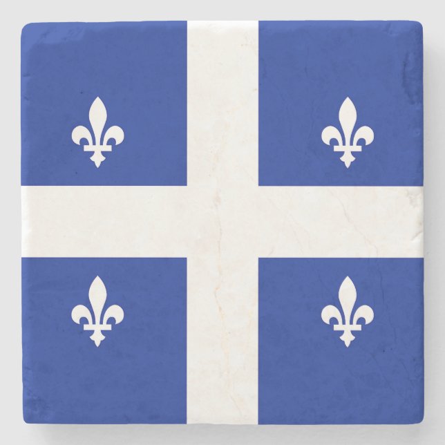 Posavasos De Piedra Montaña de piedra patriótica con bandera de Quebec (Anverso)