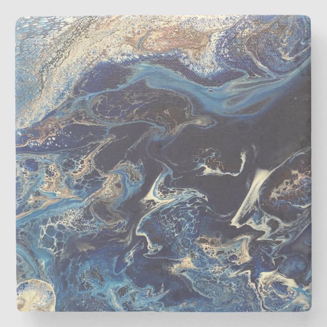 Posavasos De Piedra Montaña rusa con arte abstracto Johnson (Anverso)