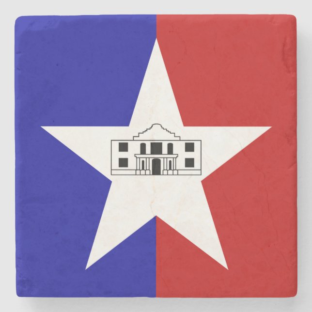 Posavasos De Piedra Montaña rusa con bandera de San Antonio (Anverso)