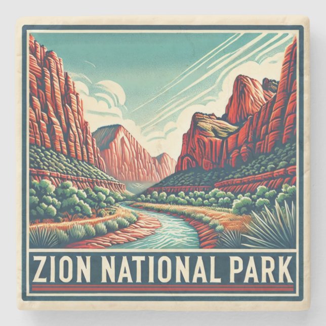 Posavasos De Piedra montaña rusa del parque nacional de zion (Anverso)
