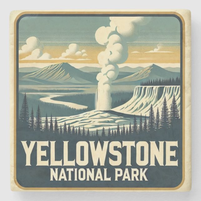 Posavasos De Piedra Montaña rusa del Parque Nacional Yellowstone (Anverso)