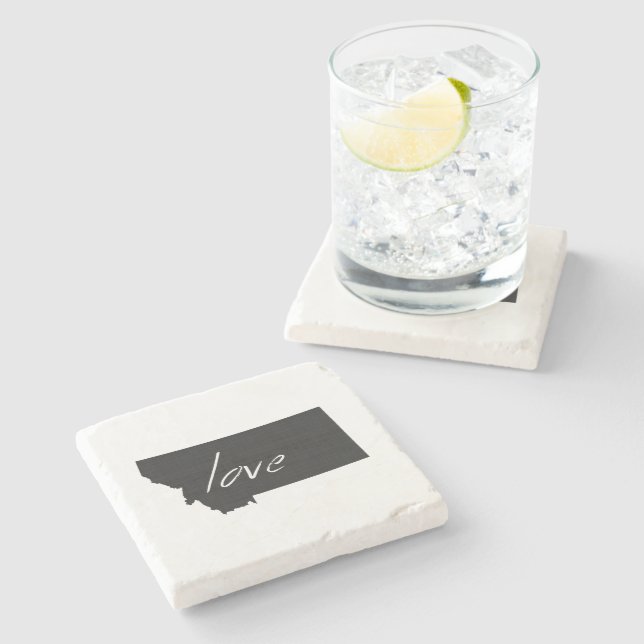 Posavasos De Piedra Montana Shaped Black Chalkboard Montanan Love (Lateral)