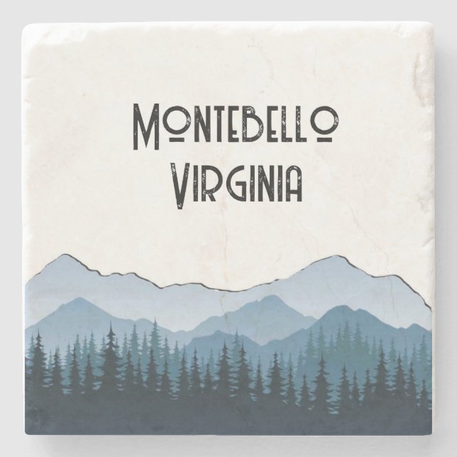 Posavasos De Piedra Montañas Blue Ridge, personalizable Montebello (Anverso)