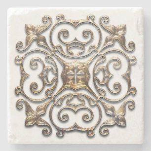 Posavasos De Piedra Montañas de piedra de diseño Metalizado de imitaci