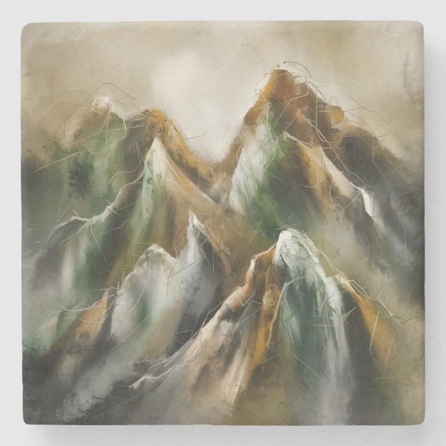 Posavasos De Piedra Montañas pintadas (Anverso)