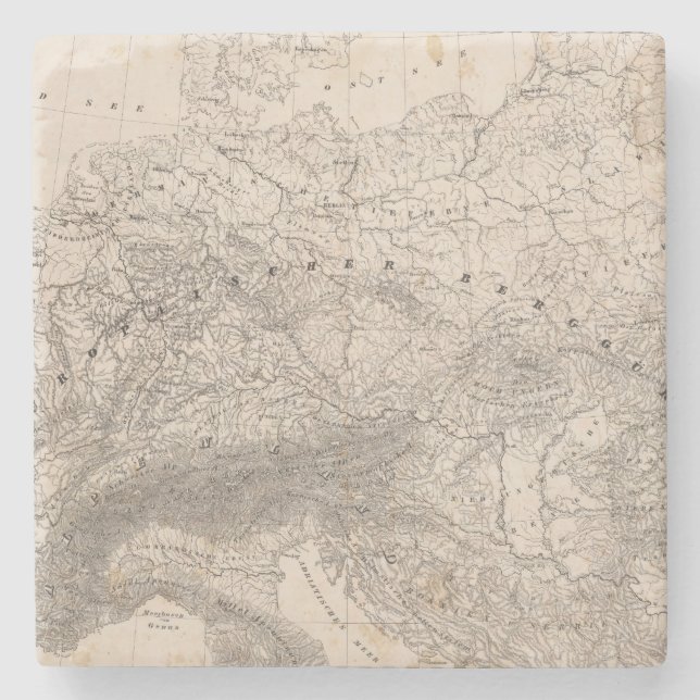 Posavasos De Piedra Montañas y ríos de Europa (Anverso)