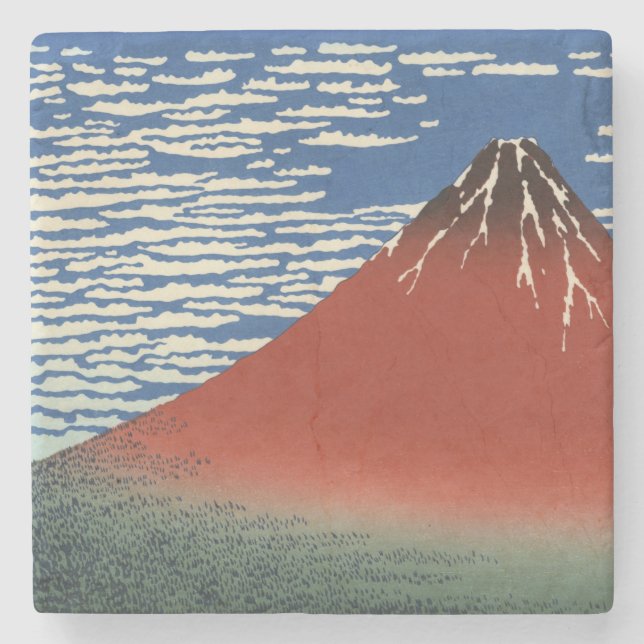 Posavasos De Piedra Monte Fuji en clima transparente (Fuji rojo) (Hoku (Anverso)