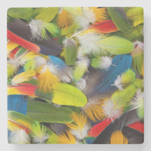 Posavasos De Piedra Montón de plumas coloridas