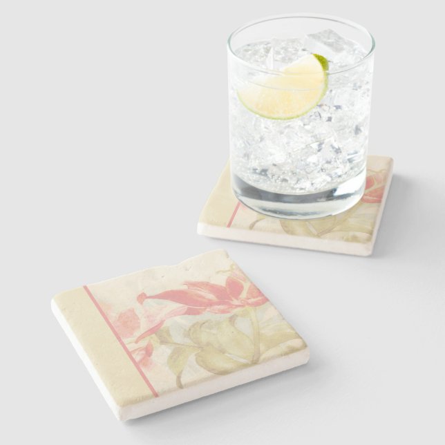 Posavasos De Piedra Montura floral rosa suave (Lateral)
