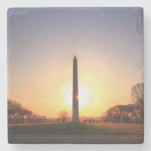 Posavasos De Piedra Monumento a Washington al atardecer
