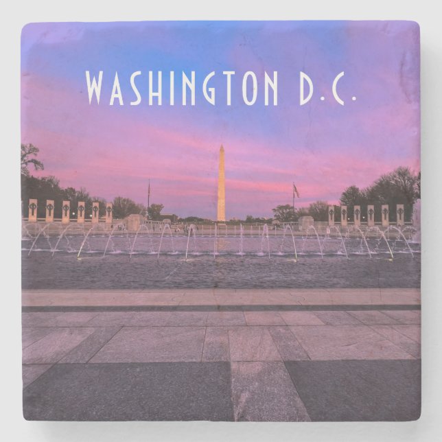 Posavasos De Piedra Monumento a Washington al atardecer (Anverso)