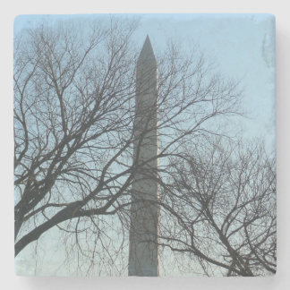 Posavasos De Piedra Monumento a Washington en el paisaje invernal I