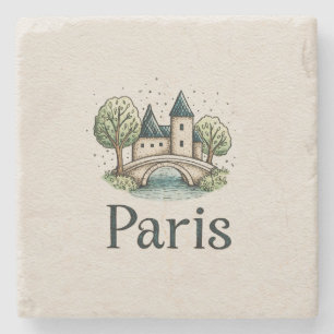 Posavasos De Piedra Monumentos de París Minimalistas Lindos