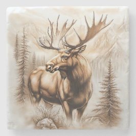 Posavasos De Piedra Moose Marble Coaster