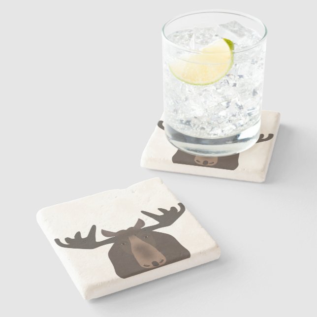 Posavasos De Piedra Moose Stone Coaster (Lateral)