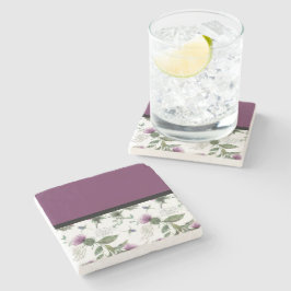 Posavasos De Piedra Morado Floral
