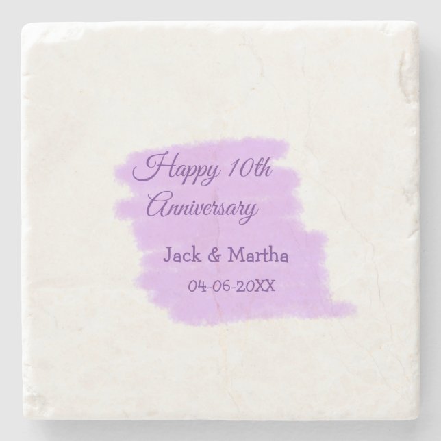 Posavasos De Piedra Morado salpicón acuático moderno 10 aniversario (Anverso)