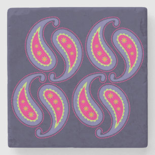 Posavasos De Piedra Morado y rosa paisley
