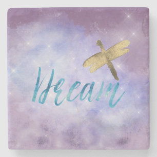 Posavasos De Piedra Morple Aqua Dream Gold Dragonfly