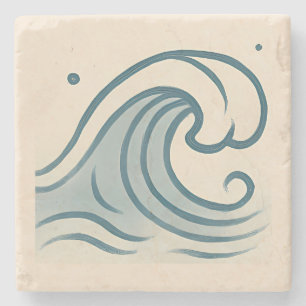 Posavasos De Piedra Mosaico de arte mínimo de ola oceánica