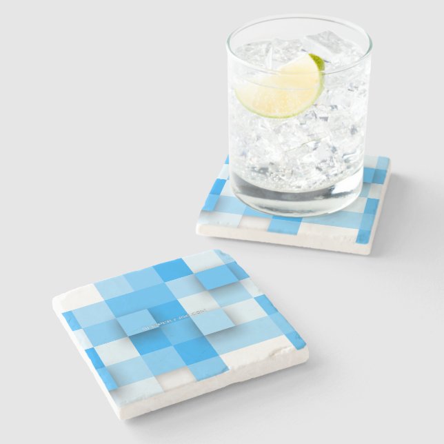 Posavasos De Piedra mosaico de cuadros de SlipperyJoe moderno de tres- (Lateral)