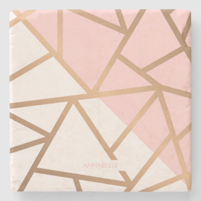 Posavasos De Piedra Mosaico de oro Rosa (Anverso)