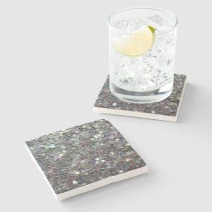 Posavasos De Piedra Mosaico de plata colorido brillante
