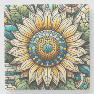 Posavasos De Piedra Mosaico de vidrio tintado de girasol