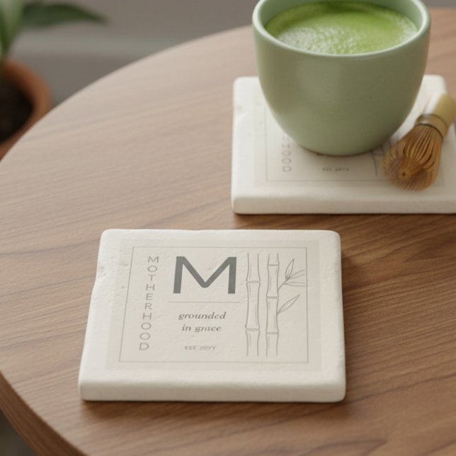 Posavasos De Piedra Motherhood Grounded in Grace Botanical Mom (Coaster to celebrate motherhood - perfect for new mom, mother's day gift ..)