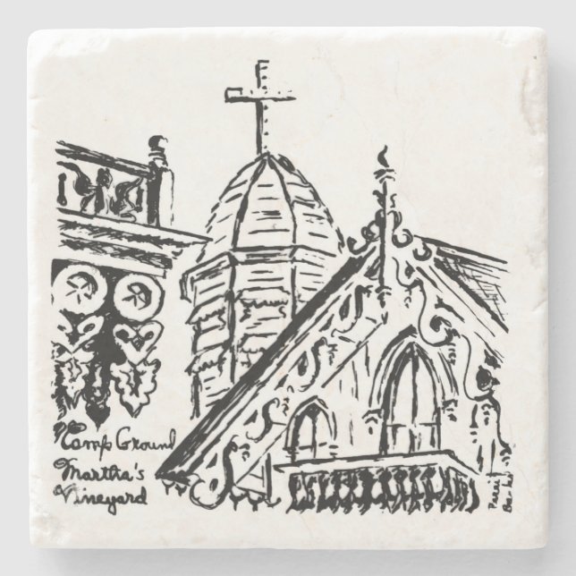 Posavasos De Piedra Motif de camping de Babbie - Viñetería de Martha (Anverso)