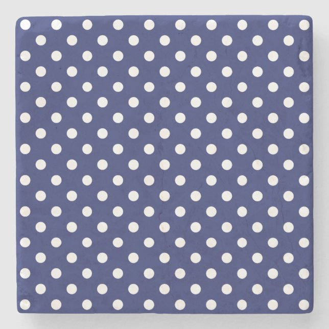 Posavasos De Piedra Motif Pois Blanc Bleu marine (Anverso)