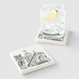 Posavasos De Piedra Motivo de campamento por Babbie - Martha's Vineyar