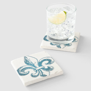 Posavasos De Piedra Motivo Señor Francés Pueblo Quebec Flor de Lis