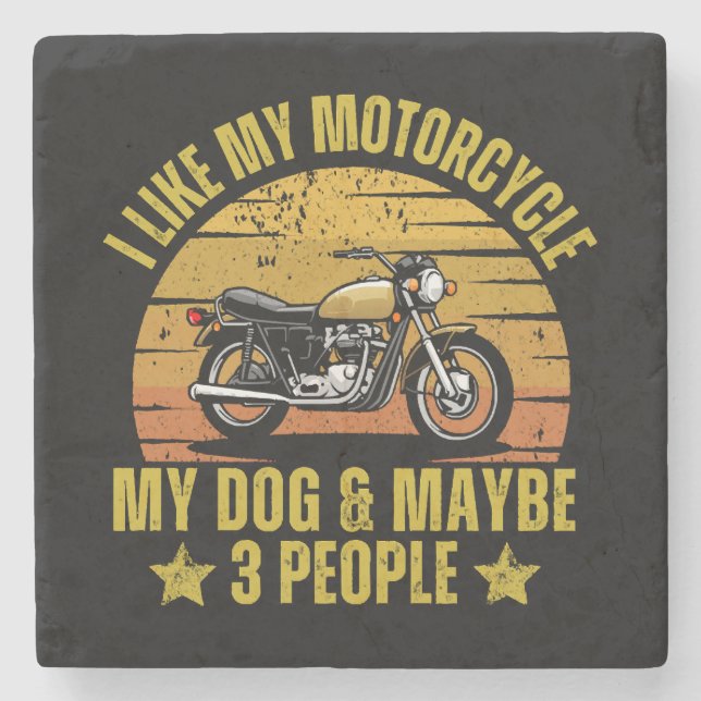 Posavasos De Piedra Motocicleta de perro (Anverso)