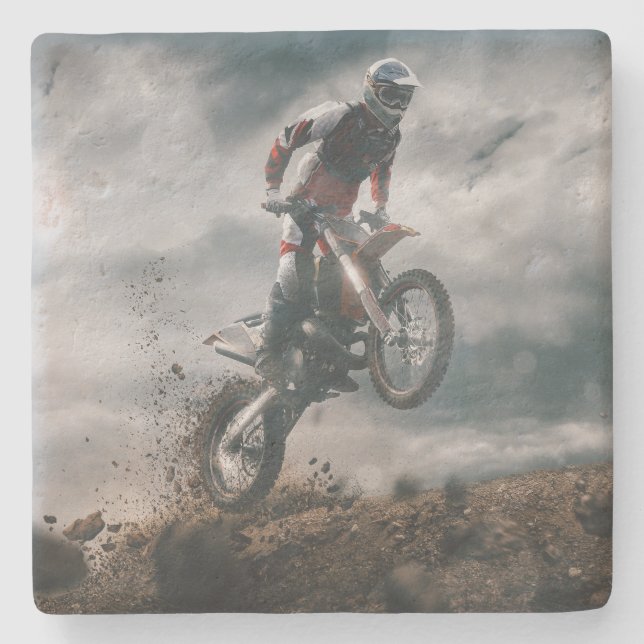 Posavasos De Piedra Motocross rider (Anverso)