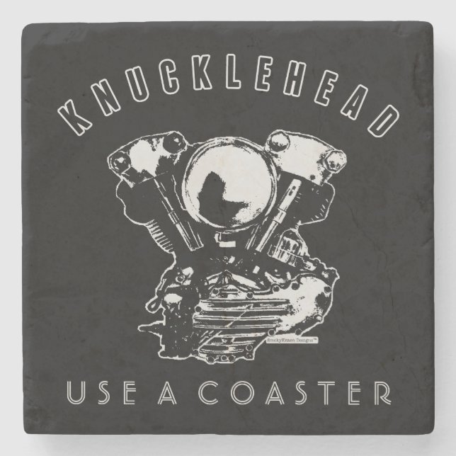 Posavasos De Piedra Motor de la motocicleta del Knucklehead del (Anverso)