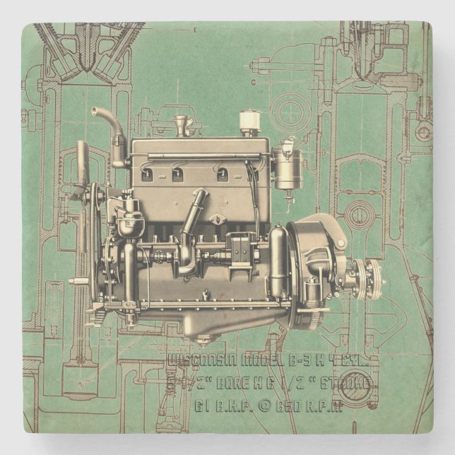 Posavasos De Piedra Motor Wisconsin Milwaukee Motor de gas B-3 (Anverso)