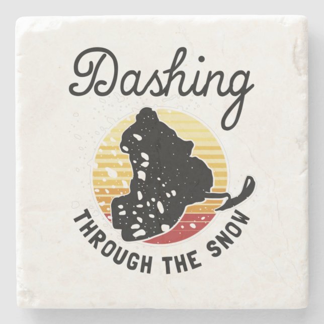Posavasos De Piedra Movilización De Nieve - Arrojando La Nieve (Anverso)