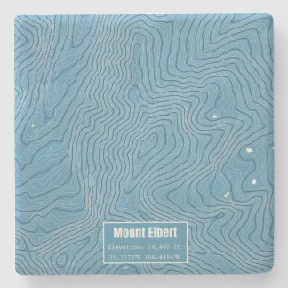 Posavasos De Piedra Mt Elbert Mapa Topográfico - Azul