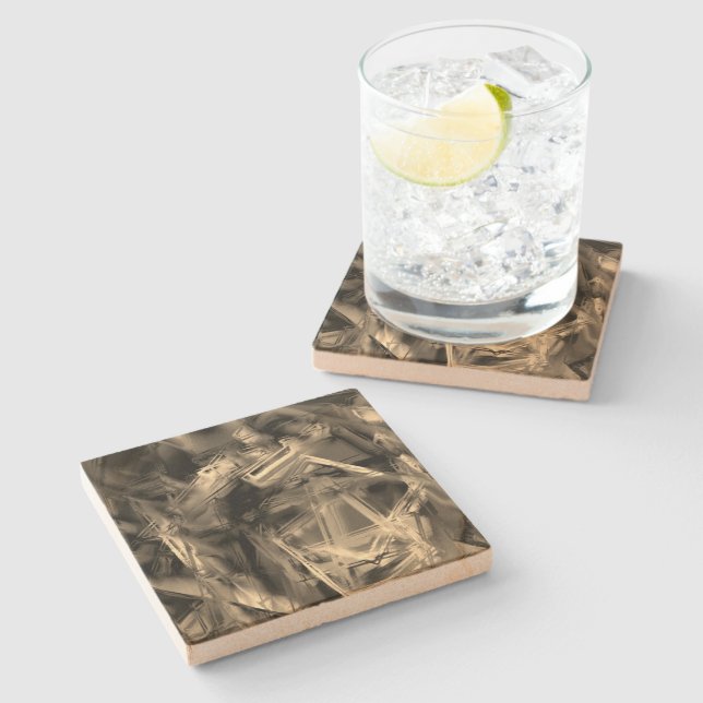 Posavasos De Piedra Muchos cuadrados torcidos manchados con "pinceles" (Lateral)