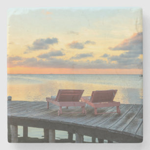 Posavasos De Piedra Muelle con vista al océano, Belice