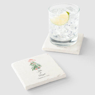 Posavasos De Piedra Muérdago personalizado de Navidad
