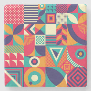 Posavasos De Piedra Muestra formas geométricas abstractas, patrón sin 