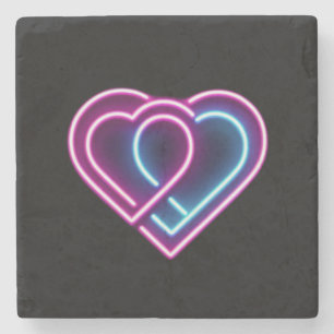 Posavasos De Piedra Mugre El día de San Valentín de corazón rosa/azul