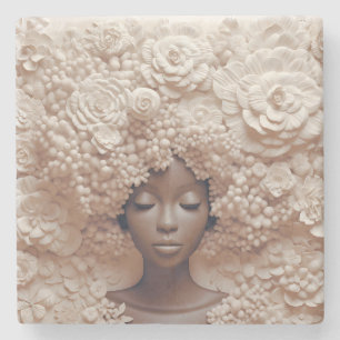 Posavasos De Piedra Mujer afroamericana Reina negra Melanin Poppin