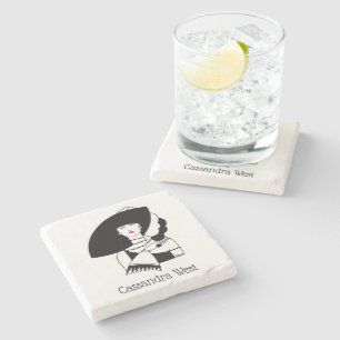 Posavasos De Piedra Mujer Art Déco con sombrero grande guantes RL