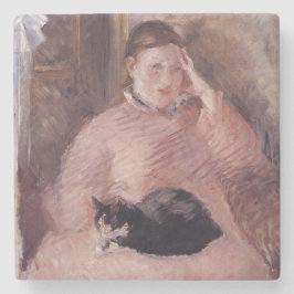 Posavasos De Piedra Mujer con un gato (por Edouard Manet)