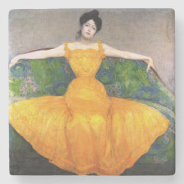 Posavasos De Piedra Mujer con vestido amarillo (por Max Kurzweil)